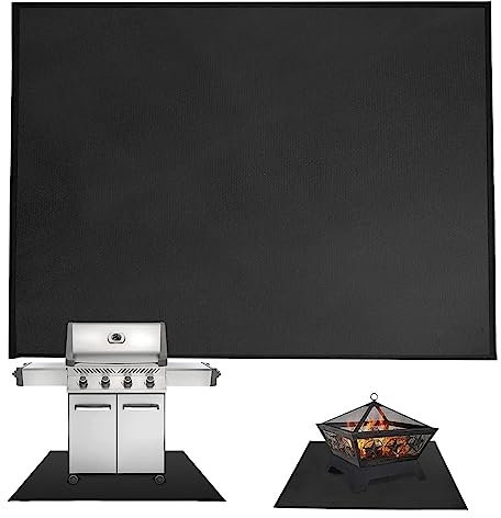 100×120CM Feuerfeste Unterlage Grillmatte Für Gasgrill Extra Große Outdoor BBQ Matte Für Gasgrill Holzkohlegrill Faltbare Grillunterlage Bodenschutz Hitzebeständige Grillteppich Für Feuerschale