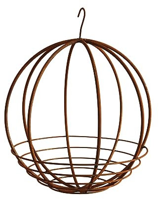 Bornhöft Metall Blumenampel Pflanzkorb Hängekorb Hängeampel Pflanzkorb Gartenkugel 40cm Durchmesser Gartendekoration Edelrost rostige Gartendeko