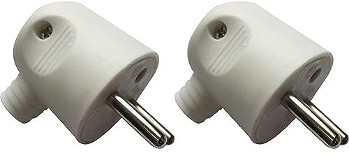 Dio DIO043062 Fiche mâle 2 pôles avec terre sortie latérale Blanc (Lot de 2)