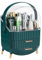 SIOOUI Makeup Organizer, Clear Cover Cosmetics Organizer with Two Tier Storage Box, SkinCare Organizers for Bathroom Countertop, Bedroom Vanity Desk and Travel (Green)