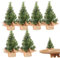 Mini Albero Di Natale Da Tavolo 6 Pezzi 7,9 Pollici Piccolo Albero Di Natale Realistico Con Base in Lino Albero Di Pino Artificiale in Miniatura per Tavolo Scrivania Decorazione Natalizia