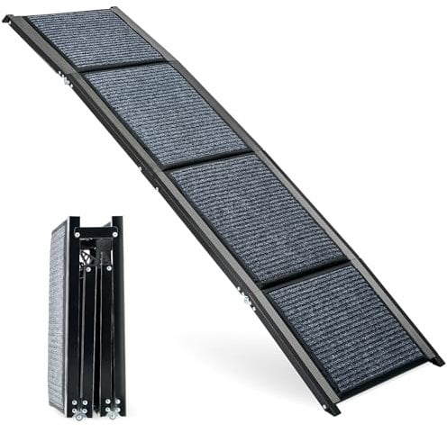 CO-Z 160 cm Rampa per Cani per Auto, Rampa Pieghevole per Cani Grandi fino a 90 kg, Rampa per Auto per Cani Portatile con Superficie del Tappeto Antiscivolo per Auto SUV Camion, Uso Interno Esterno