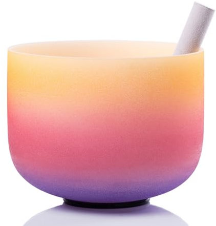 Cuenco tibetano de cristal – Serie de colores del arco iris, cuenco musical esmerilado 99,99% natural for chakras, ideal for yoga, relajación, meditación y curación de sonido (Size : 8 Inch G)