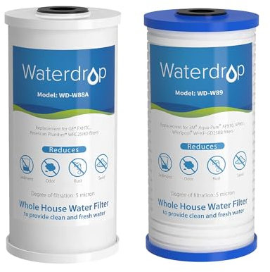 Waterdrop Filtro dell'Acqua per Tutta la Casa a Goccia d'Acqua da 10 x 4,5, Sostituzione per il Sistema di Filtraggio dell'Acqua per Tutta la Casa WD-WHF21-PG