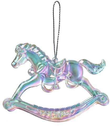 Clayre & Eef Weihnachtsanhänger Schaukelpferd 8 cm Silberfarbig Kunststoff