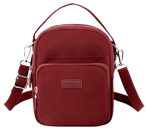 FAVORTALK Kleine Umhängetasche Damen Crossbody Taschen - Wasserdichte Handtasche Schultertasche Leichte Rot Messenger Tasche für Schule Arbeit Reisen - B02303