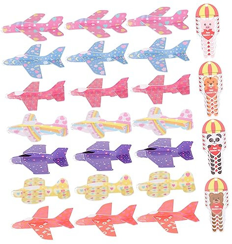 KOMBIUDA 1satz Valentinstag Handwerkanzeige Karten Mit Schaumflugzeugen Teiliges Spielzeugflieger Mädchen Für Schulpartys Und