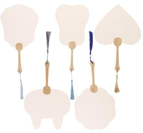 SEWACC 5pcs Paddle Fans Plain Paper Fans Xuan Paper Handheld Fan Blank Round Paddle Wedding Fans Portable Wall Fans Japanese Cattail Paper Paddle Fan for Wedding A