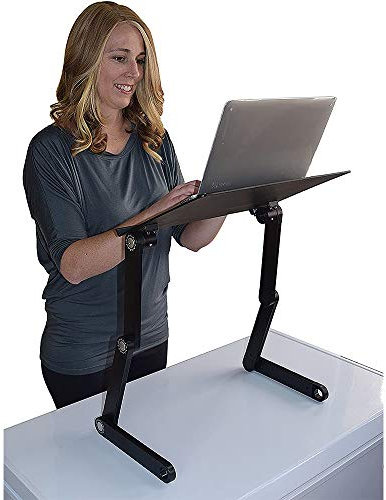 HUOLE Laptoptisch Notebooktisch Höhenverstellbar mit Schublade Belüftet Neigbar Faltbar Laptopständer Betttisch Bett Couch Sofa (Schwarz)