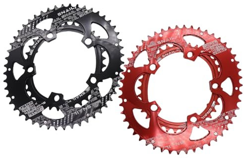DJC Rennrad-Kettenblatt, 110BCD Doppel-Kettenblatt, 5-armig, oval, 2 x 50 Zähne, 35 Zähne, Kies für Sram Red Rival S350 S900 (oval, 50–35T, rot)