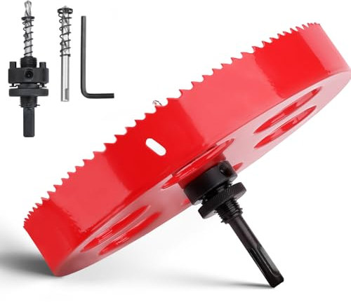 Scie cloche 200 mm HSS pour bois avec tige SDS Plus et couronne de perçage hexagonale pour bois, cloisons sèches, plastiques