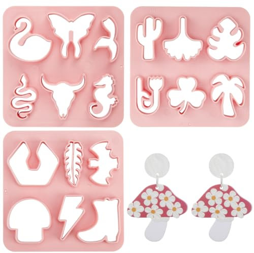 GORGECRAFT 3 Stil Blumen Gras Und Tier Ausstechformen Aus Polymer Ton Rosa Blatt Ausstechformen Aus Kunststoff Schmetterling Werkzeuge Zur Schmuckherstellung Ton Ohrringhaken Bildhauerwerkzeug Set
