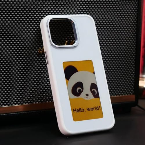 Fapiere Custodia protettiva per iPhone con display E-Ink a quattro colori, custodia fai da te per smartphone per iPhone 13/14/15 (Bianco, iPhone 13 Pro Max)