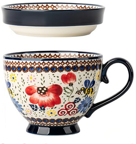 Dowbom Suppentasse mit Deckel, 500 ml Mikrowellen-Suppenschüssel, Keramik-Suppentasse, Frühstücksschale, Bouillon-Tasse (Blume-G, 500 ml)