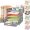 VITVITI Schreibtisch Organizer, 5 Ebenen Briefablage mit Schubladen, Aktenhalter mit 2 Stiftehalter, Büro Organizer mit Stehsammlere, Bürobedarf für A4 Dokumentenablag (Grau)
