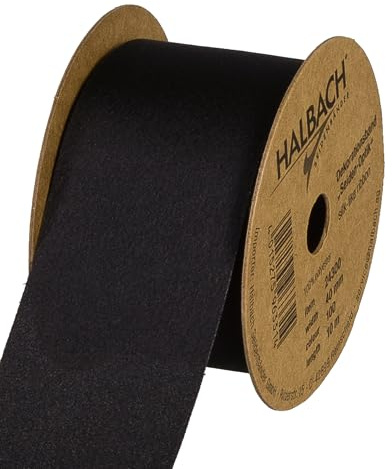 Halbach Geschenkband in Seiden-Optik, 40 cm x 10 m, schwarz | Veganes Schleifenband mit dezentem Seidenglanz, ideal für Brautsträuße, Hochzeiten oder Geschenke