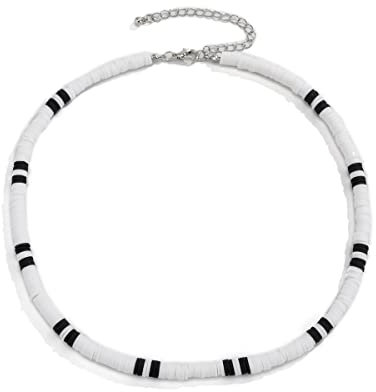 SHLWYG Schwarz-weiß gespleißte Halskette aus weichem Ton, gespleißte Halskette aus weichem Ton, kreative Halskette für Herren, gespleißte Halskette, trendige Schmuckkette