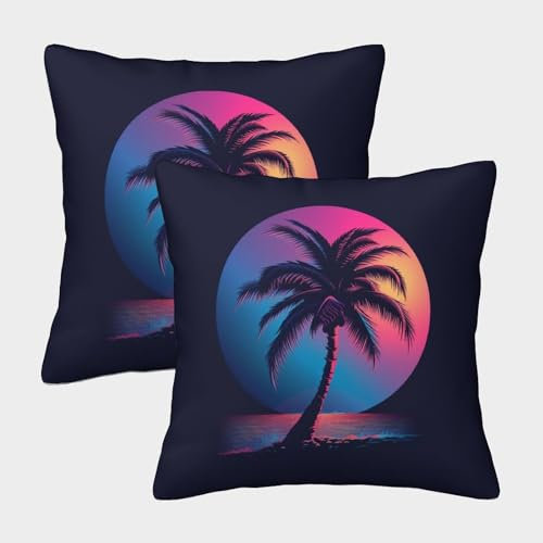 DHBANEIOK Palme 2er Set Kopfkissenbezug Zierkissen Zierkissenbezüge für Sofa Schlafzimmer Couch 40x40cm