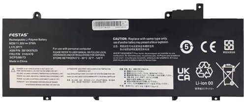57Wh L17L3P71 L17M3P71 L17M3P72 01AV478 Batterie Compatible avec Lenovo ThinkPad T480S Series L17S3P71 01AV479 01AV480 SB10K97620 SB10K97621 SB10K97622 Ordinateur PC Portable