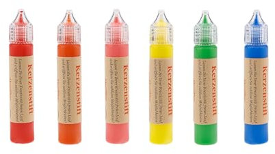 Ovaletta 6 Farben Kerzen Bemalen Set, Kerzenstifte, Wachsplatten für Kerzen, Candle Pen, Kerzenstifte zum Verzieren, Keramik Bemalen Set, je 25 ml