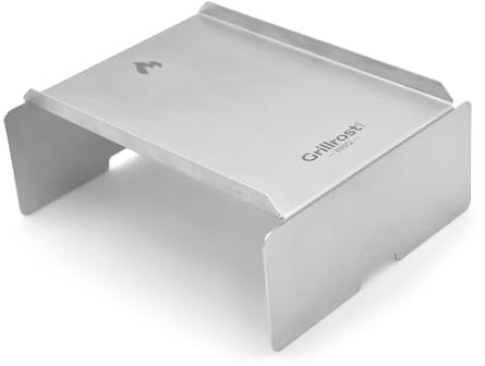 Grillrost.com Das Original Abschirmblech Traeger (eckige Form) - Absolut verzugfrei aus Edelstahl