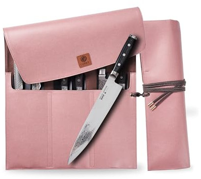 Chef’s Knife Roll Bag(Ver. 2.0), The Lightest and Portable Waterproof Knife case, Customized Durable Knife Carrier – 8 Knife Guards Included (Indigo Pink)