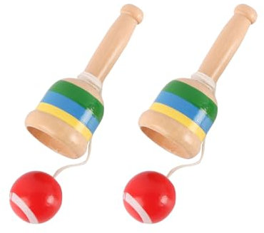 VOANZO 2pcs Wooden Ball Catchers Skill Cup Hand-Eye Coordination Traditional Game Mini Cup Ball Game Toss and Catch Activity Set for Outdoor and Indoor Fun