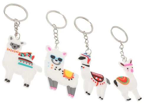 Amosfun Süßes Schlüsselanhänger-set Mit 4 Alpaka-schlüsselanhängern Tier-schlüsselring Für Die Tasche Einzigartiges