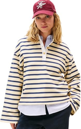Tommy Hilfiger Damen Sweatshirt Gold Button Rugby Terry mit Spitzkragen