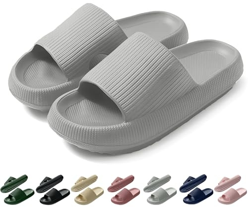 Coswind Claquettes Femme Ete Confortable Chaussons Piscine Plage Pantoufles Soft Douche Antidérapante Maison Sport Slides Intérieur Extérieur Gris clair 250