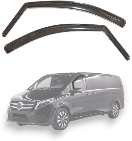 Modifycar - Set mit 2 Windabweisern Windschutz Autofenster für Frontfenster, kompatibel mit Mercedes Vito und V-Klasse (Karosserie W447) 2014+, 2 Stück, dunkle Rauchfarbe, hergestellt aus PMMA