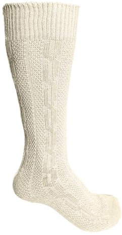 Steigenhöfer Manufaktur Trachtensocken Herren und Damen Lang – Klassische Trachtenstrümpfe im Zopfmuster – Oktoberfest Strümpfe aus Baumwolle für Männer & Frauen – Beige – 35-38