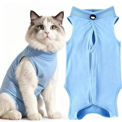 M 2.5-3.5 kg Katzenbody Nach Op Anti-leckende für Katze Body Operation | Druckknöpfen Katzen Body Haut-Krankheit Recovery Body Katze Kleidung Nach Kastration E-Halsband Alternative für Katzen Hunde