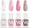 Nail Polish Set - 4PCS Nail Varnish Sets - Pink White Pearl Gold Glitter Nail Polish - Quick Dry Long Lasting Pure Color Polish - No Need UV For Women Girls Nail Art Gift At Home Salon