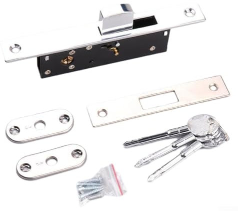 Volakebeing Cerradura de puerta corrediza resistente, sistema de seguridad, cerradura antirrobo de marco estrecho, accesorios de hardware con llave cruzada adecuados para ventanas, puertas de