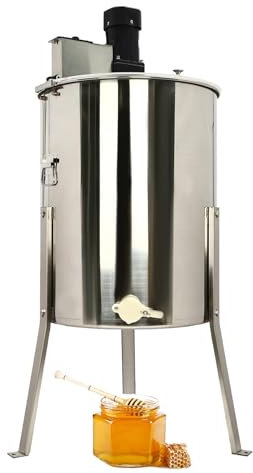 WUCIOA Extracteur de Miel électrique, centrifugeuse à 8 Cadres avec Support réglable et Couvercle Transparent, Vitesse réglable, centrifugeuse à nids d'abeilles en Acier Inoxydable, centrifugeuse