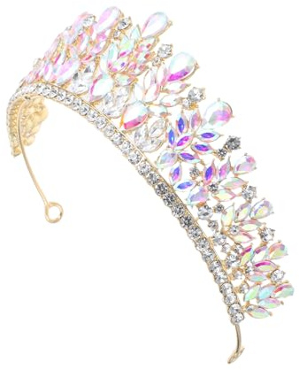 WOONEKY Barocke Hochzeitskrone mit Strass Kristall-haarschmuck für Braut Festkronen Haarreif für Party Fotoshooting