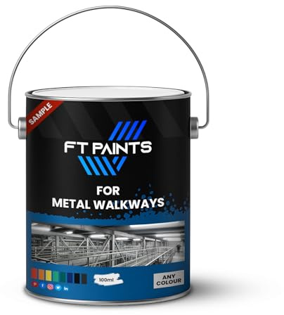FabioT. FT Paints Sample 100ml 2K Anti-Slip Floor Paint with E9006 Hardener (Fast Drying) For Metal Walkways- RAL 1003-Signal Yellow