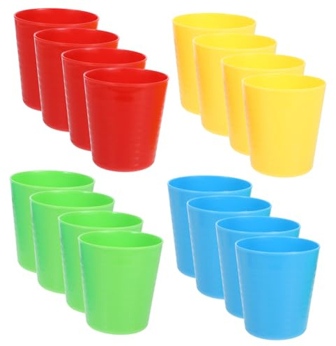 Hemobllo 16pièces Gobelets Plastique Colorés pour Boissons Gobelets Empilables pour Garçon Fille et Fêtes Tasses à Eau Réutilisables pour Tout-petits et Occasions Spéciales