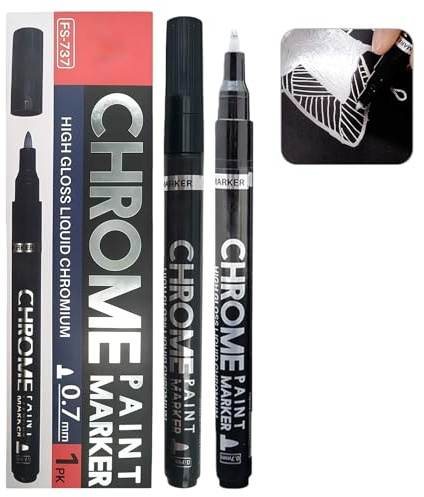 Yolkify Silver Liquid Mirror Chrome Markers, Chrome Paint for Metal, 0.7mm | Chrome Pen, Waterproof Chrome Touch up Paint, Silver Marker Pens Metallic Permanent for Coloring Stroke Model Metal