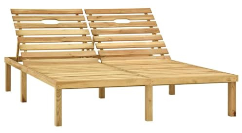 THOYTOUI 2-tig Doppel Sonnenliege Set Grün Kiefernholz Bequemer Sitz- und Liegeplatz Rustikaler Charme für Garten und Terrasse