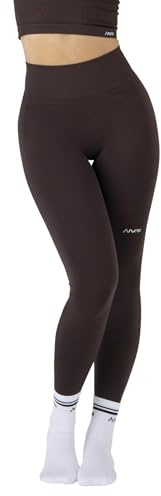 Anurei Leggings Push Up Donna Vita Alta – Modellanti in Seamless Made in Italy – Pantaloni Palestra, Fitness, Yoga, Tempo Libero – Ultracompressi (IT, Testo, XS, S, Regular, Regular, Black Coffee)