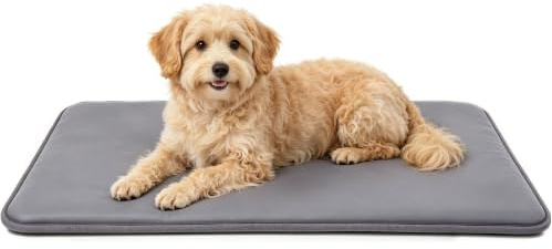 pobopobo Waterproof Dog Bed – Durable Dog Bed Mat - Dual-Side PU Cooling Dog Crate Pad, Non-Slip Outdoor Dog Bed, Easy to Wipe, Ideal for Summer, Crate, Kennel & Floor (New Gray, 24 L*18 L*1.2 Th)