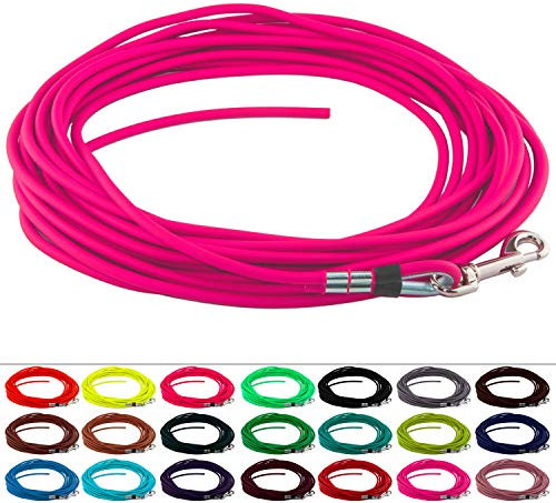 LENNIE Runde BioThane Schleppleine für Hunde von 15-25kg, Ø 6mm, 7m lang, ohne Handschlaufe, Magenta