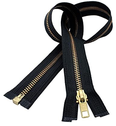 YKK #5 Ottone - Cerniera separata. Colore nero. Prodotto negli Stati Uniti. (1 cerniera/confezione) (30 pollici)