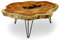 Kinaree Couchtisch LAEM PHO V - ca 140x155cm Wohnzimmertisch mit Baumscheibe als Tischplatte aus massiver Akazie mit Baumkante in rustikaler Optik