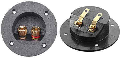 Aofan Lautsprecherklemmen Rund - 2-Wege Anschlussdose mit Federklemmen für Subwoofer & Boxen, 2 Stück
