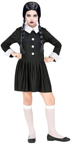 W WIDMANN MILANO Party Fashion - Kinderkostüm Dark Girl, kurzes Kleid, Gothic-Look, für Halloween, Karneval