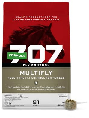Formula 707 MultiFly Feed-Thru Fly Control Pellets for Horses - Palatable & Safe Fly Population Reduction (5 lb Bag - 91 Servings)