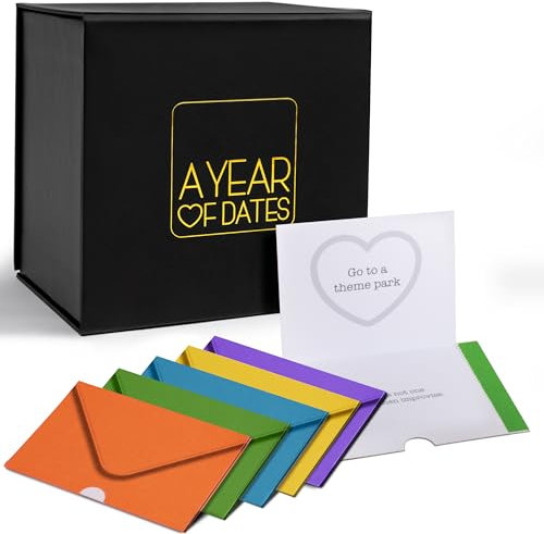 A Year of Dates: Surprise Edition – Geschenk für Paare zu Weihnachten Eine Date Night Box mit versiegelten Datumsideen, Geschenk zum Hochzeitstag für Paare Date Night Ideen